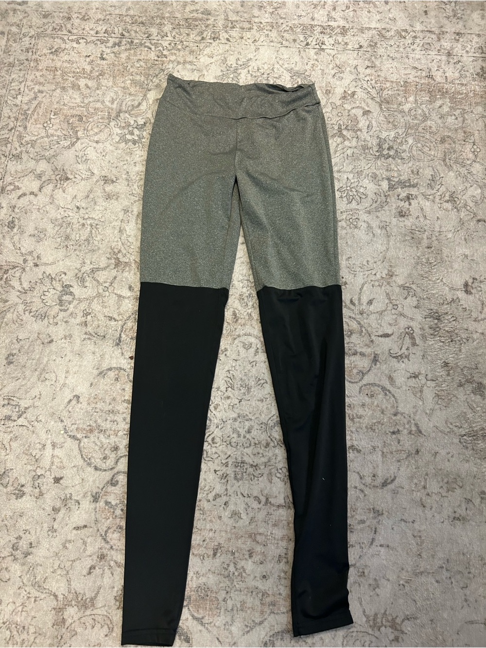 Girls' Two-Tone Active Leggings - Gray and Black